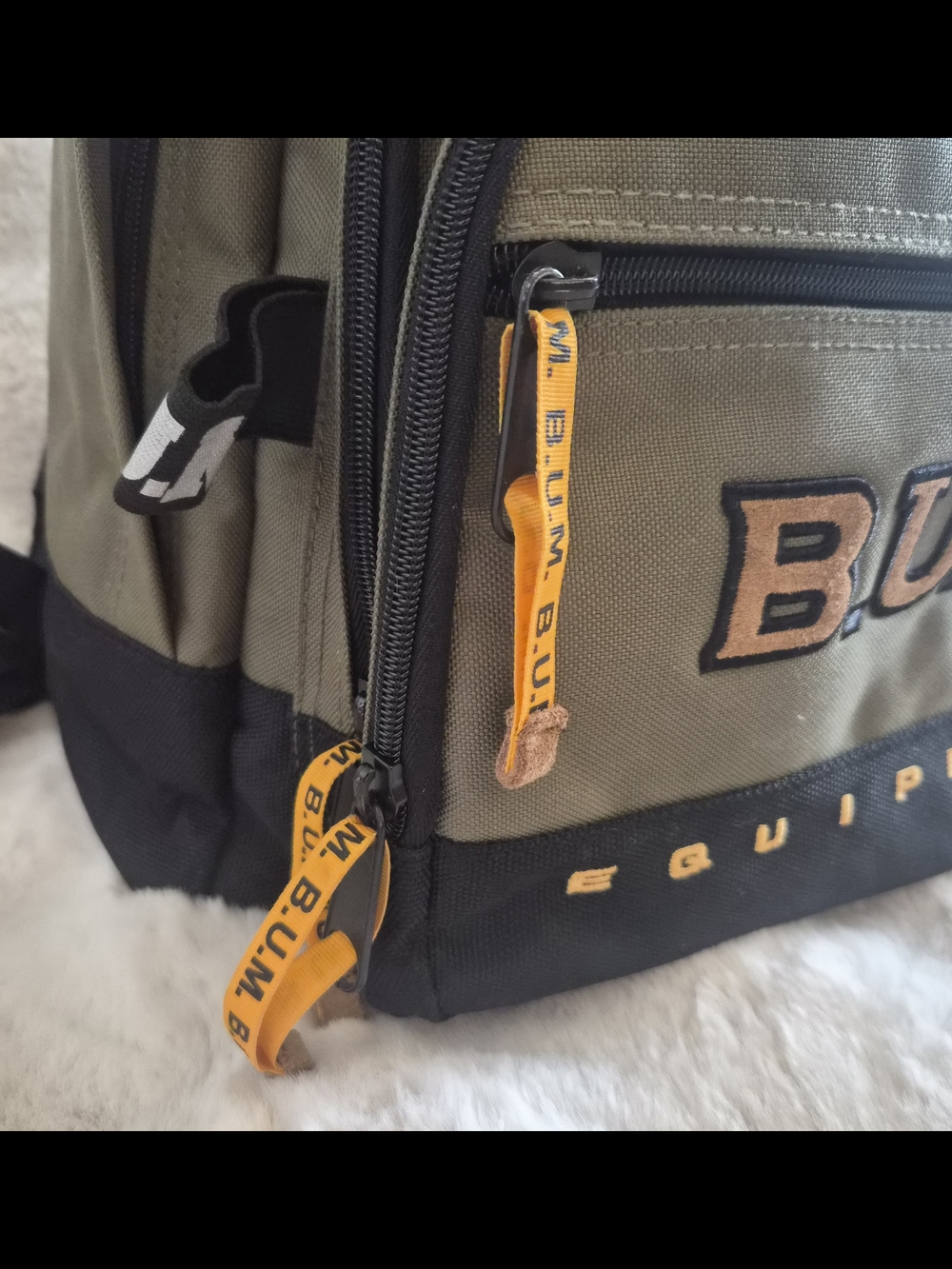 Vintage B.U.M. Equipment Backpack Olive Green Y2K School Travel Book Bag EUC